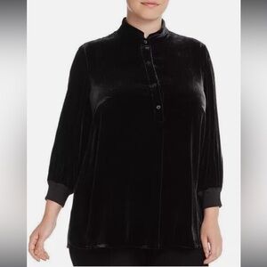 Lafayette 148 New York Declan Black Velvet Blouse NWT